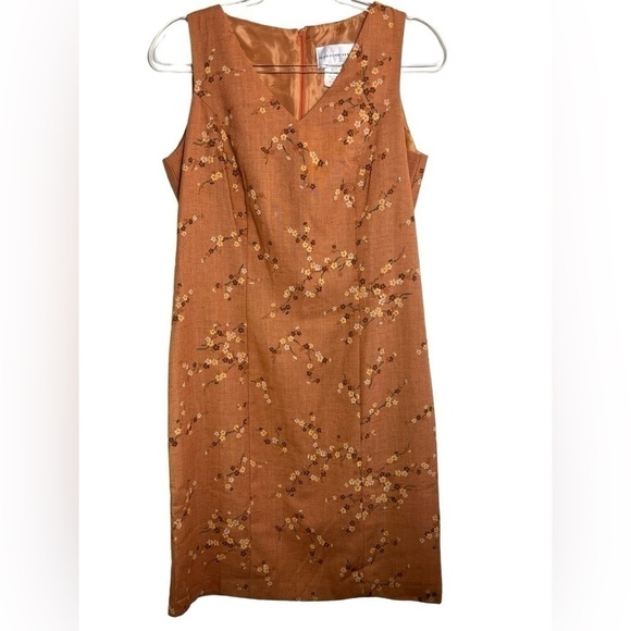 Morningside Designer Collection Back Zip Shift Dress Light Pumpkin V Neck Size 8 - Picture 1 of 5